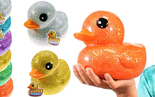 JA-RU Giant Glitter Rubber Ducks (2 Ducks Assorted) 7" Large 4346-2s