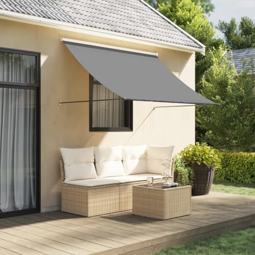 Myheimly Markise Fallarmmarkise Einziehbar, Sonnenschutz für Terrasse Balkon Garten, Fenstermarkise Balkonmarkise Anthrazit 250x150 cm Stoff und...