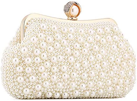 Evening Clutch Purse Wedding Beaded Pearl Clutch Bag Bridal Handbags Chain Small Shoulder Crossbody Bags for Womens Ladies