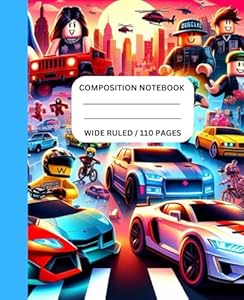COMPOSITON NOTEBOOK - WIDE RULED 110 PAGES: Gaming-Themed Composition Notebook! Perfect for all young gamers and enthusiasts of the world’s most popular build-and-play platform.