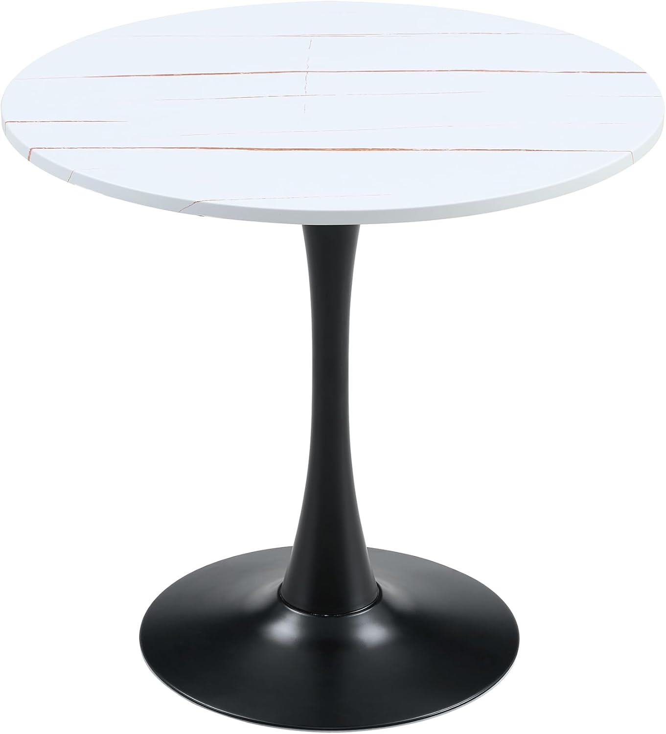 Round Dining Table, 31.5" Circle Tulip Table with Thickened Tabletop & Metal Pedestal, Mid Century Modern Bistro Table for Kitchen, Small Places, Living Room, Cafe (White)