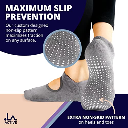 Image of LA ACTIVE Non Slip Yoga Grip Socks - Barre Ballet Pilates Athletic Socks for Men and Women