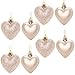Toyland 8 x 5cm Champagne Gold Glitter + Matt Heart Shaped Christmas Tree Baubles