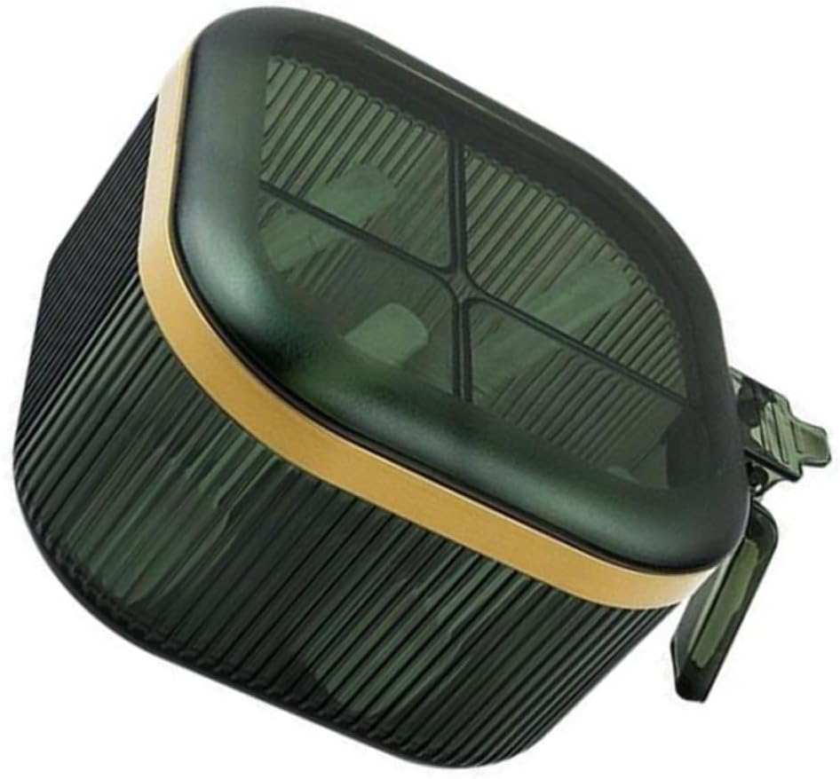 SHOWERORO Kitchen Seasoning Box with 4 Multi Grids, Green Pet and Abs Material Container, Includes Spoons and Lid, Keeps Spices Fresh for Home Kitchen Storage