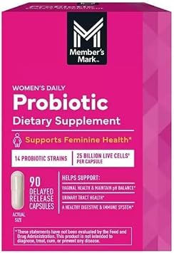 Members Womens Daily Probiotic Capsules, 25 Billion Cells Vegetarian Probiotics for Digestive Health 90 ct. with Taha Sticker