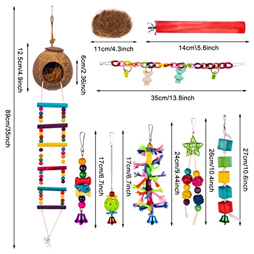 Yorgewd Bird Parrot Toys, 9 Pack Budgie Cage Toys Chewing Toys Colourful Hanging Swing Parrot Perches for Love Birds, Cockatiels, Conures, Finches, Budgie, Parrots, Multicolor, (A20AKI13710) - Image 3