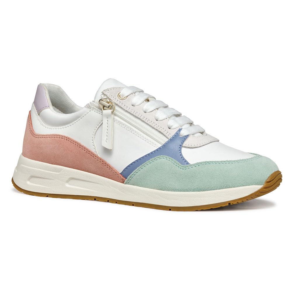 Geox Women's D BULMYA B Sneaker, White/Mint, 7.5 UK