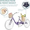AkiiGer Adult Tricycles for Adults, 7 Speed Adult Trikes, 20/24/26 inch 3 Wheel Bike with Basket, Three-Wheeled Cruiser Bicycles for Women and Men, Without Fenders (Taro Purple, 7-Speed / 24" Wheels) #4