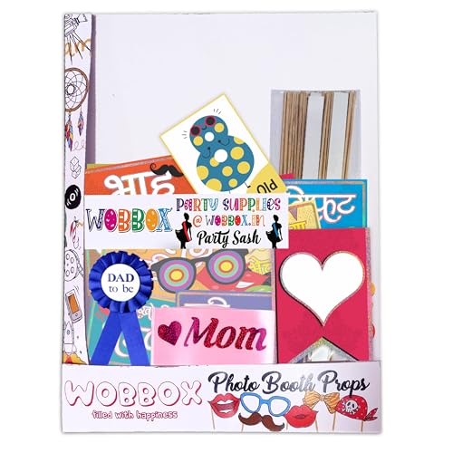 Image of Wobbox Marathi Baby Shower Decoration Items| Baby Shower Photo Booth Props For Photoshoot, Baby Shower Banner, Mom To Be Sash, Daddy To Be Badge With Milestone Card, Godh Bharai Decoration Kit-(FP341)