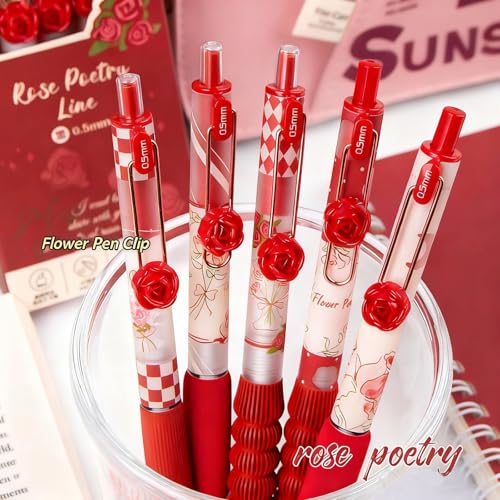 Bolígrafos Gel Retráctiles Flor Roja Set 10 Unidades miniatura 5