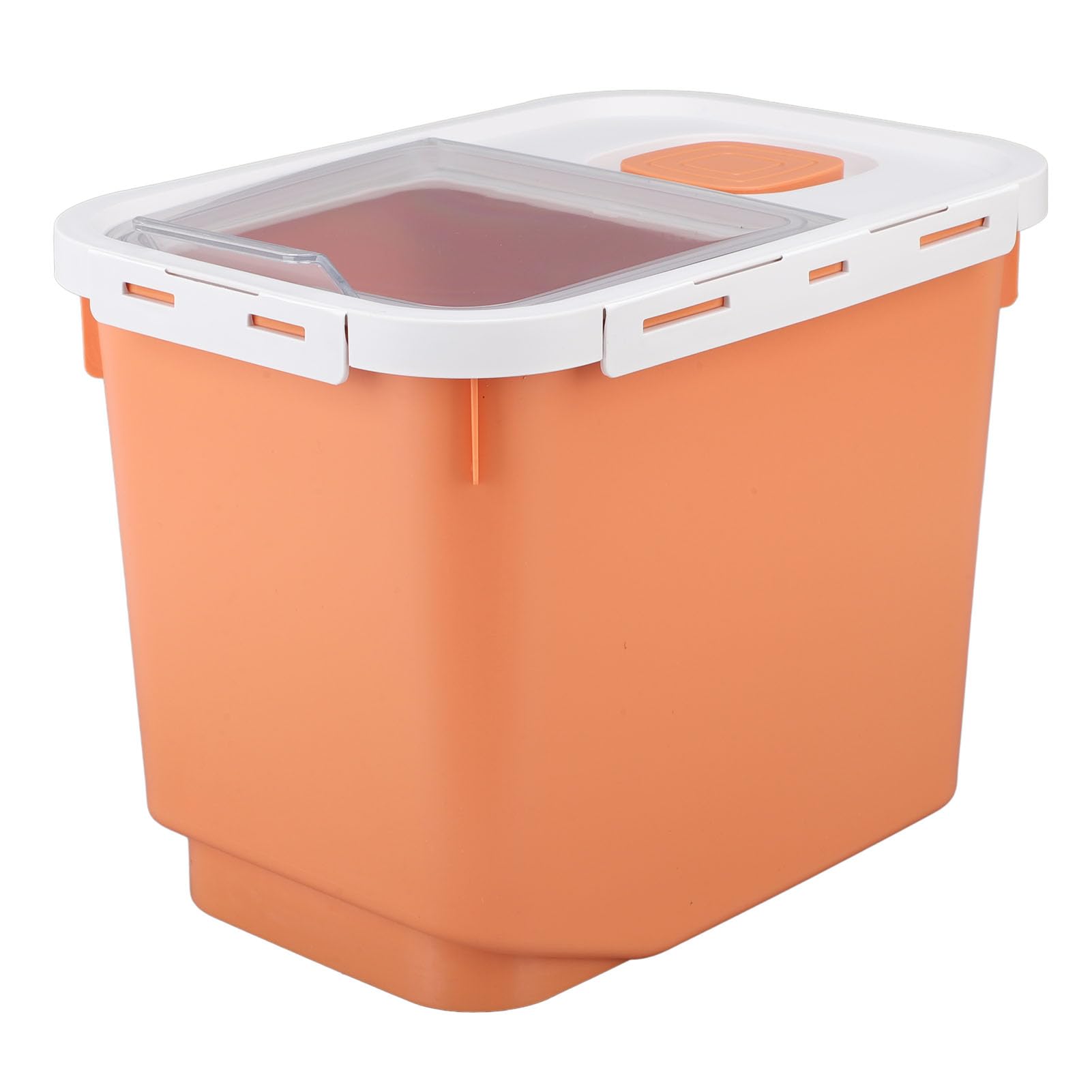 GOWENIC Contenitore per Riso Trasparente di Grande capacità con Ruote |Contenitore per Farina con Chiusura Ermetica da 22 Libbre, Durevole in PP per Uso Alimentare per l'organizzazione della (ORANGE)