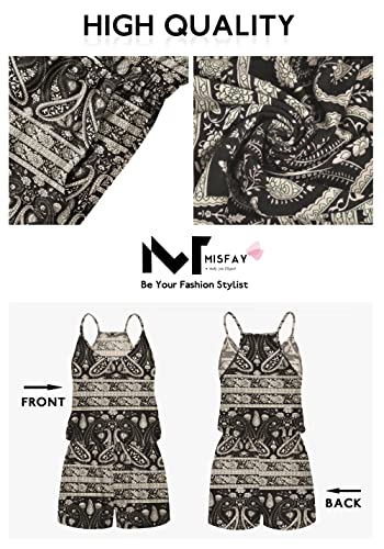 Image of MISFAY Womens Summer Loose V Neck Spaghetti Strap Short Jumpsuit Rompers 2026