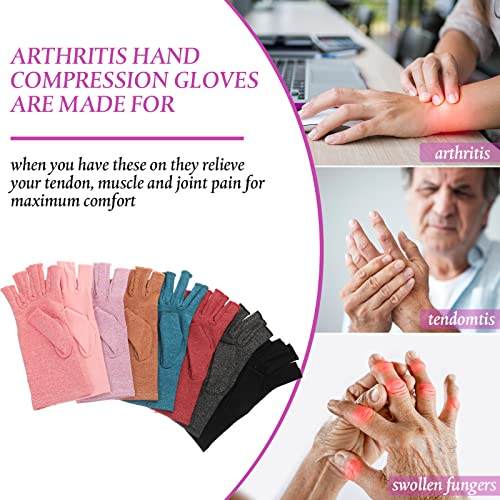 Crowye 8 Pairs Arthritis Compression Gloves Relieve Muscle Pain Fingerless Gloves Bulk Typing Gloves For Women Men thumb #2
