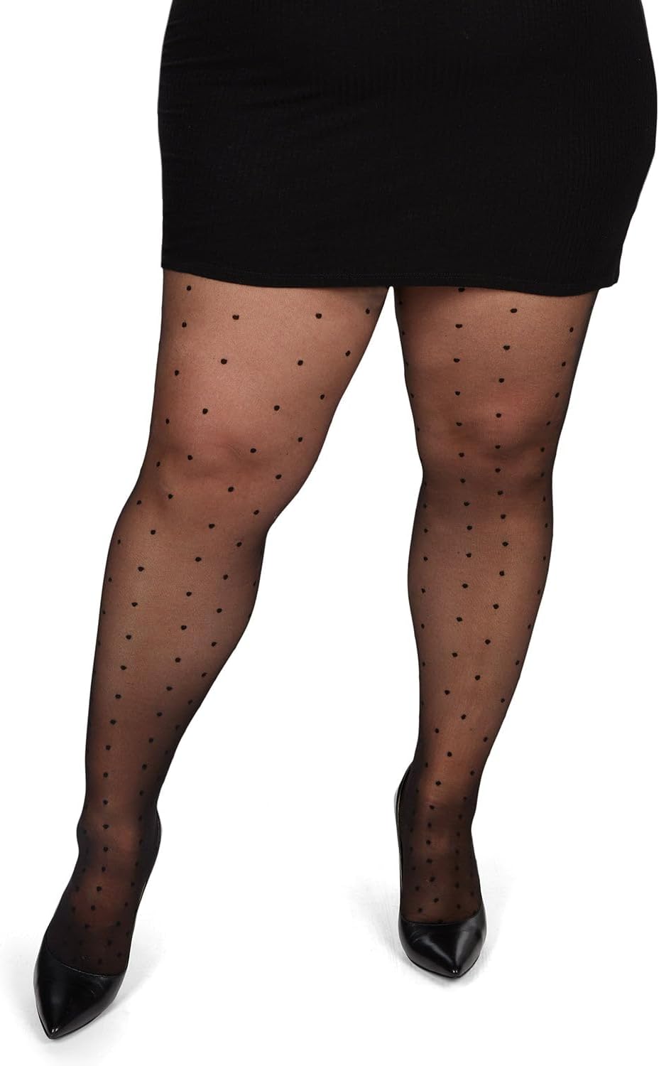 MeMoi Women's Pindot Sheer Curvy Control Top Tights - Image 8