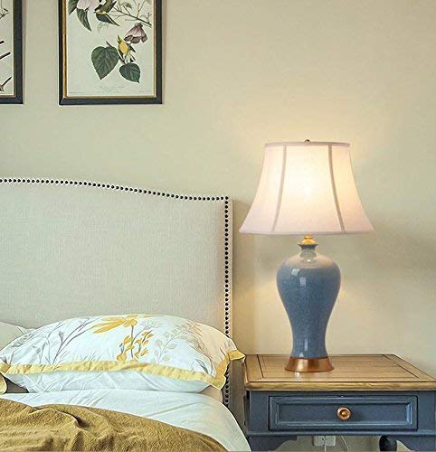 Lampe de salon rétro E27 céramique craquelée éclairage chic de table 65cm - 4