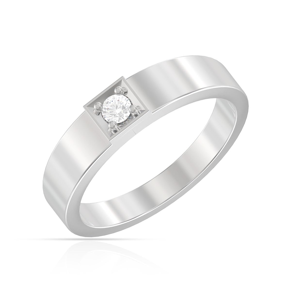 anayra fine silver jewellery Robust Shine 925 Sterling Silver Band Ring for Men | Rhodium-Plated Finish with Zirconia Detailing | Lightweight, Tarnish-Resistant & Comfortable Daily Wear Jewellery - 7-picture-36