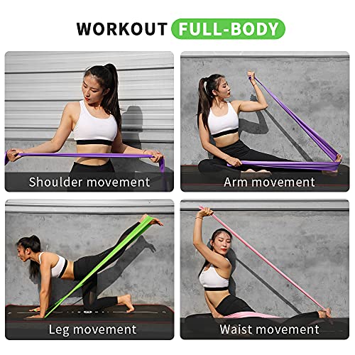 51d7ZGdER1S Amazon Brand - Umi - Resistance Band Set Stretch Bands Exercise Bands for Yoga Ballet Pilates Workout Exercise - Image 5