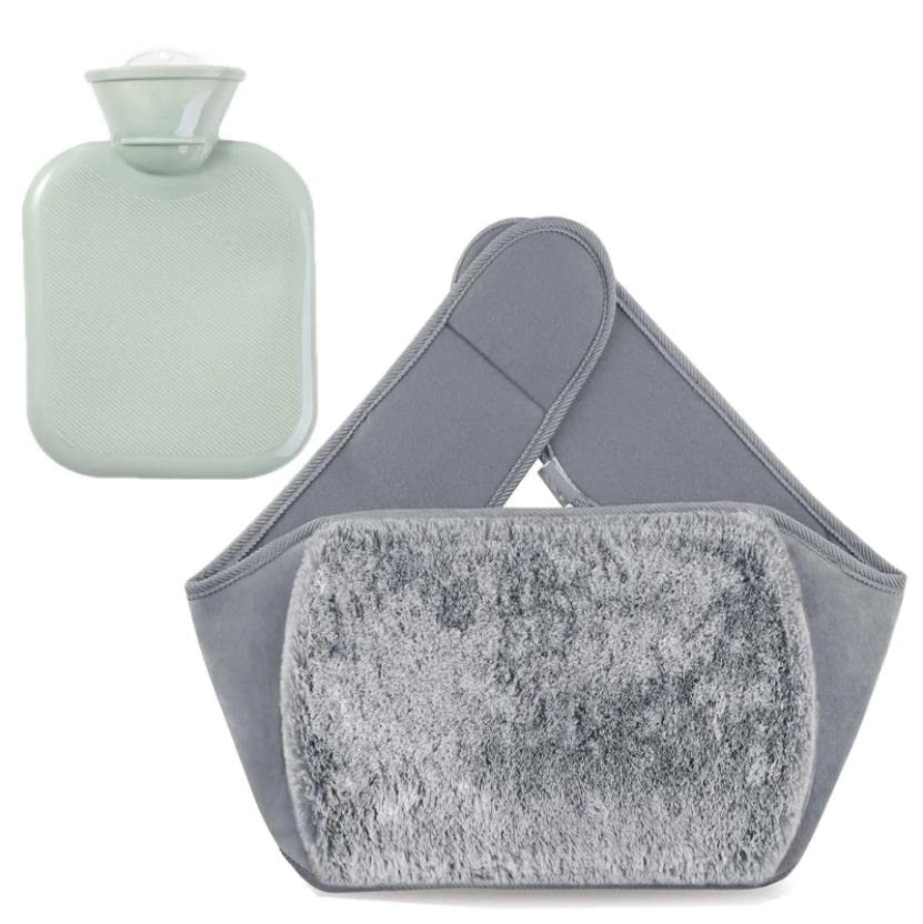 HIQUAY Hot Water Bottle Belt with Soft Cover for Relieve Back Pain, Neck Pain, Dysmenorrhea, Keep Warm, Office and Home Bed, Cold Protection Tool, Safe and Durable Bed Bottle, Natural Rubber