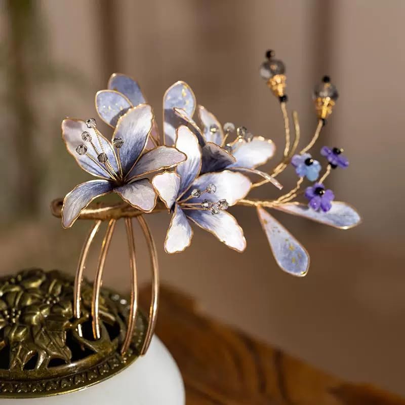 China's Intangible Cultural Heritage Velvet Flower Hair Comb Handmade Velvet Hair Comb for Women Silk Hair Comb Noble And Elegant Headwear Side Comb Suitable For Any Occasion