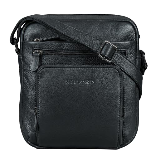 Crossbody de piel STILORD Corvin, bolso de caballero en cuero premium negro de máxima calidad