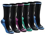 Dickies Women's Dritech Advanced Moisture Wicking Crew Sock (6/12, Black Assorted (6 Pairs), Shoe Size: 6-9