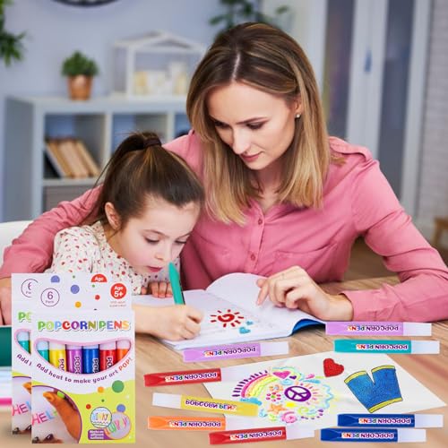 Hpbaggy Magisch Popcorn Stifte 12 Stück, Magischer Popcornstift 3D Aquarellstift, Magic Puffy Stifte, DIY Bubble Popcorn Drawing Pens, Zum Zeichnen, Grußkarten Gestalten