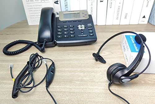 Image of Callez RJ9 Telephone Headset for Yealink Grandstream Avaya Panasonic Snom | Office Phone Headset with Noise Cancelling Microphone, Work for Yealink T31P T33G T46U T54W T57W Grandstream GRP2612 2613