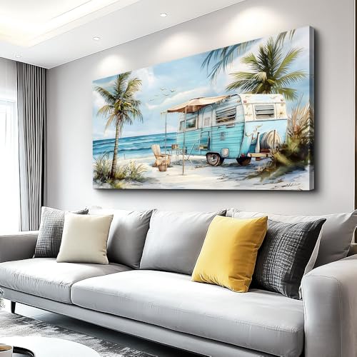 ERQINHUA Large Wall Decor For Living Room Canvas Wall Art For Office Bedroom Aesthetic Marine Beach Landscape Wall Painting Artwork Pictures Modern Beach Posters Ready To Hang Home Decor 30"x60"