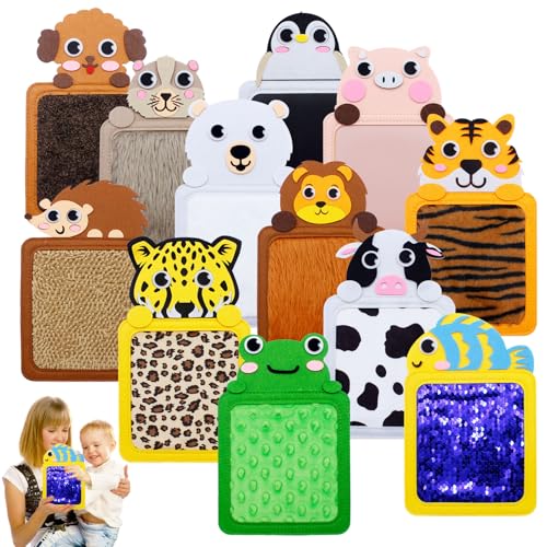 Vlecexs Alfombra Sensorial Bebe, 12 Piezas Alfombras Sensoriales para Niños Autistas, Juguetes Sensoriales para Autismo, Alfombras Sensoriale Animales Textura Táctil Regalos para Niños Autismo
