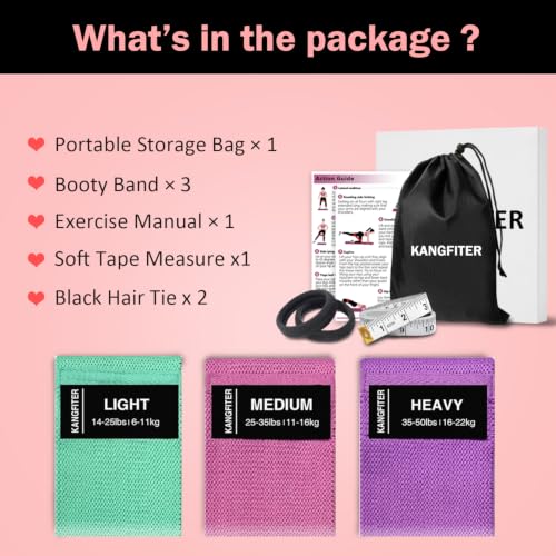 Image of KANGFITER Fabric Resistance Bands for Working Out, 3 Level Non-Slip Booty Bands for Women and Men, Loop Exercise Bands Set for Leg and Glutes, Hip Elastic Bands for Home and Gym Fitness, Yoga, Pilates | Loop Exercise Bands for Booty Leg Butt Glute Hip, Elastic Stretch Workout Bands for Women Men Home Gym Fitness Yoga Pilates