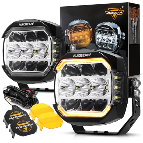 Auxbeam 5Inch LED Offroad Lights, 270° Ultra-Wide Ditch Lights Side Shooter Driving Pods with W/A DRL+Turn Signal Light, 174W XP-Ultra Series Spot Flood Combo Cube Fog Light with Yellow/Blac