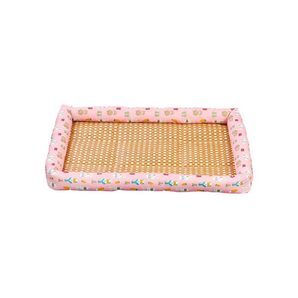 SEOUGEE Pet Cat Cooling Bed mattress, Dog Sleeping Mat Pad Washable Soft Comfy Anti Slip Puppy Beds 90-70cm, Pink