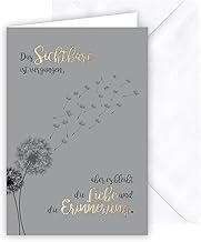 KE - Stylish Sympathy Card, Condolence Card, Sympathy Card, Silver Embossed Text, Includes Envelope, DIN B6 Format, White, Motif: Love & Memory