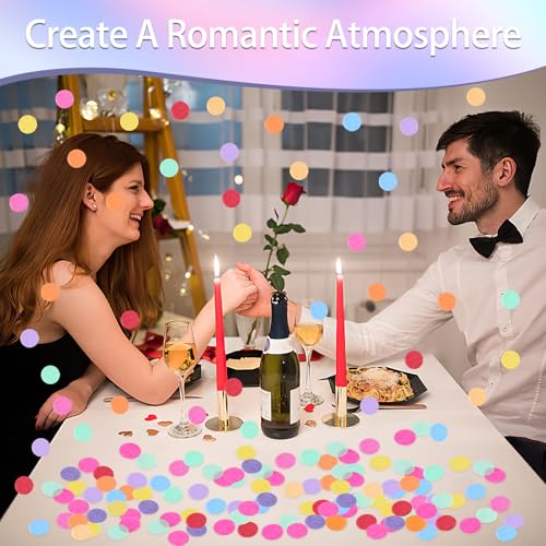 Konfetti Bunt 6000 Stück, 2.5cm Konfetti Geburtstag Groß, Mehrfarbig Runde Streudeko Tischdeko, Papier Confetti für Geburtstag Hochzeit Party Dekoration(50g)