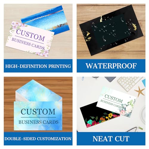 Custom Business Cards Customize with Logo Personalized Business Cards Customizable 1000 500 200 100 for Small Business Customized Double-Sided Printing Waterproof Business Cards - Thumbnail 4