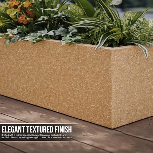 Image of Go Hooked Recta R Brown Planter Pot (21x8 Inch) | Big Size Outdoor & Indoor Pot for Plants | Modern Design Lightweight & Durable Rectangle Polymer Flower Pot for Balcony, Terrace & Garden