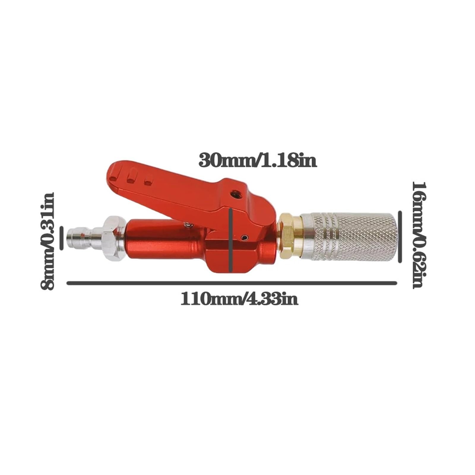 300-Bar-Aufblasspannfutter mit 8-mm-Stecker und 1/8BSPP-Buchse