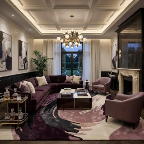 Image of Hand Tufted Premium Wool Abstract Artistic Brushstroke Design Carpet for Living Room, Bedroom, Office & Home Decor Size 12x18 Feet