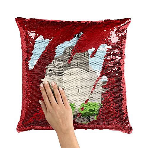 Coussin Angers housse sequin rouge pour déco originale - 3