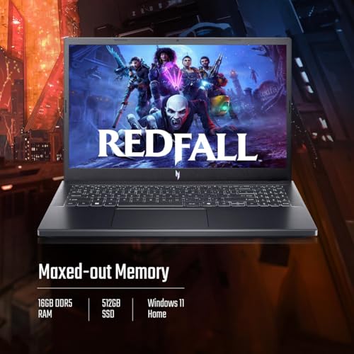 Image of acer Nitro V, AMD Ryzen 5 6600H, NVIDIA GeForce RTX 3050-6GB, 16GB DDR5, 512GB SSD, FHD IPS, 15.6 inch /39.6cm, 165 Hz, Win 11 Home, Obsidian Black, 2.1KG, ANV15-41, Gaming Laptop