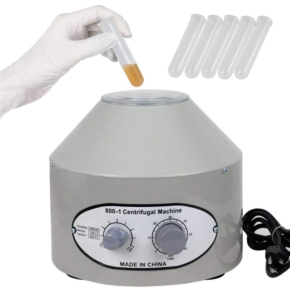 Ejoyous Kleine Elektrische Tischzentrifuge, 4000rpm Labor-Zentrifugen Laborzentrifuge Medizinische Centrifuge mit Einstellbaren Geschwindigkeiten und Zeitmesser 6 EU 220V 22 * 24.5 * 11cm