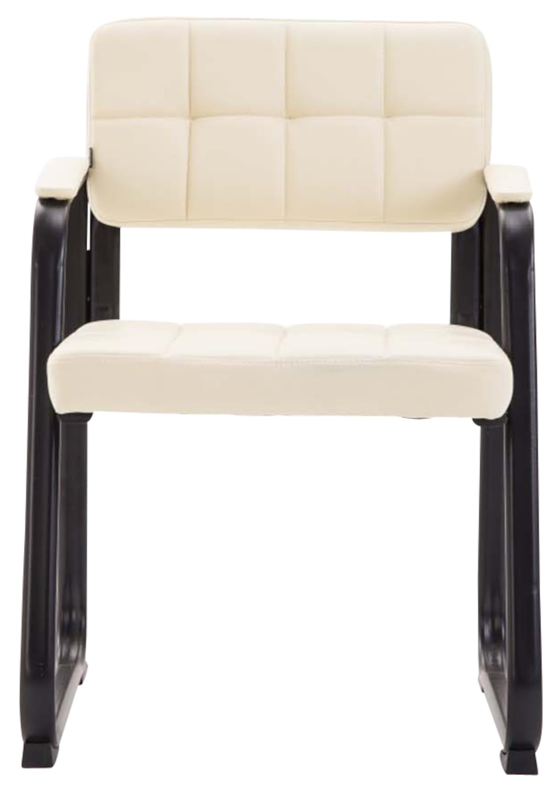 CLP Lot De 2 Chaises Canada en Similicuir I Sièges avec Piètement en Métal Noir I Accoudoirs Et Dossier Ajouré, Couleur:crème