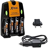 Xtech 4 AA Ultra High Capacity 3100mah Rechargeable Batteries with AC/DC Travel Turbo Quick Charger for Canon Speedlite 270EX, 270EX II, 320EX, 430EX, 430EX II, 580EX, 580EX II, & 600EX-RT Flashes, Speedlite Transmitter ST-E3-RT, Macro Ring Lite MR-14EX, MR-14EXII & Macro Twin Lite MT-24EX