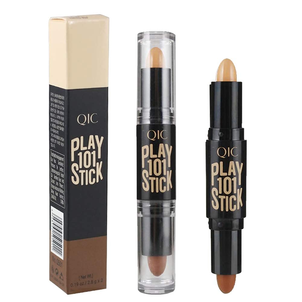 BusiCatDouble-ended 2 in1 Contour Stick Eye Concealer Stick Facial Makeup Mineral Contour Concealer (Natural&Medium Coffee)