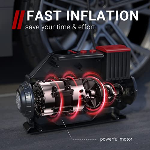 Vaclife Tire Inflator, 12V Dc/120V Ac Portable Air Compressor With Auto-Shutoff Design, Fast-Inflating Air Pump For Car Tires, Car Air Pump For Various Purposes, Atj-6888, Red(Vl748) #TOP1