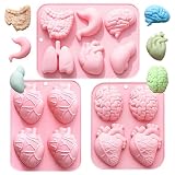 Human Organ Silicone Mold Set, 3-Piece, Pink, Brain & Heart