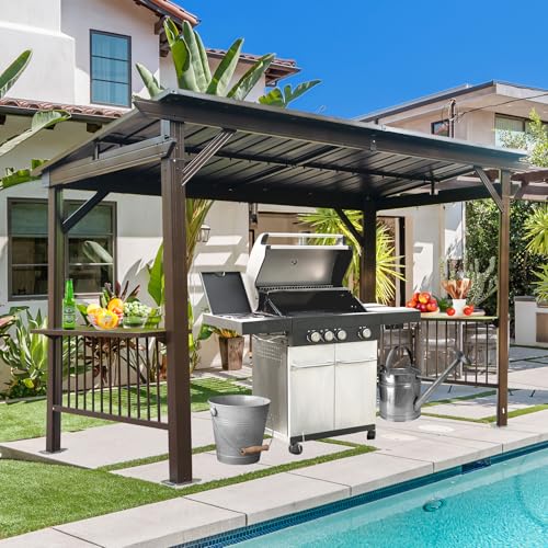 Domi 6.5x12FT Hardtop Grill Gazebo, Outdoor BBQ Gazebo with 2