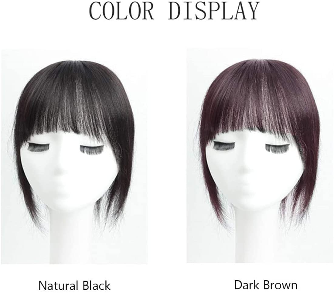 Real Human Hair Crown Topper Hairpiece 13x14 cm Silk Base Topper Toupee with Bangs for Women with Thinning Hair, 8" Black