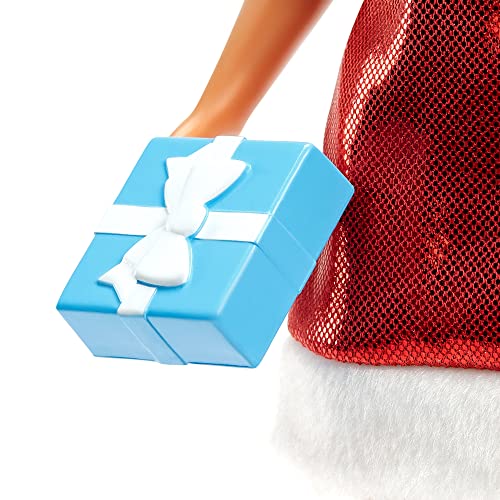 Muñeca Barbie Santa con Vestido Rojo y Sombrero Blanco miniatura 5