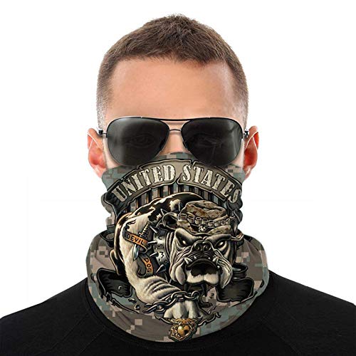Marine Neck Gaier, United States Face Mask Bulldog Neck Gaiter Cool Breathable Lightweight Sun Wind-proof Reusable Marine Corps Face Mask for Men Cycling Hiking Motorcycle Fishing Outdoor Sport
